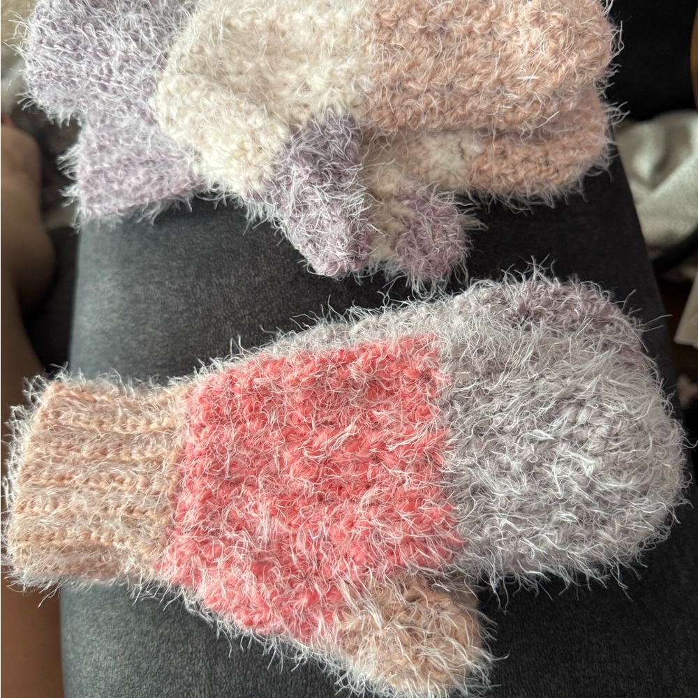 Cozy Multicolor Fuzzy Mittens